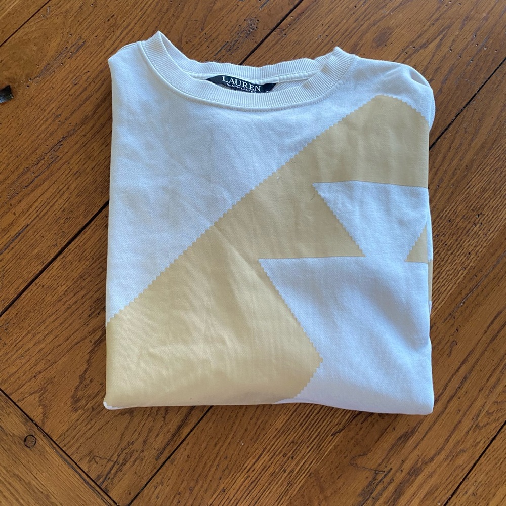 Lauren Ralph Lauren Cream and Tan Crewneck Sweater